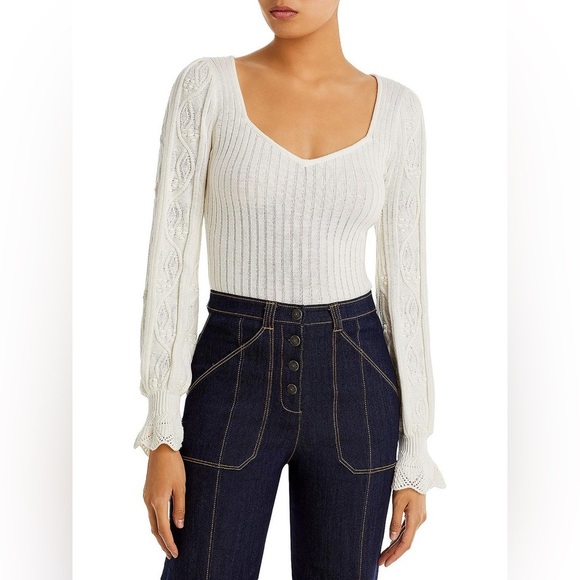 Paige Europa Womens Silk Blend Bell Sleeve Pullover Sweater Top - Picture 1 of 11